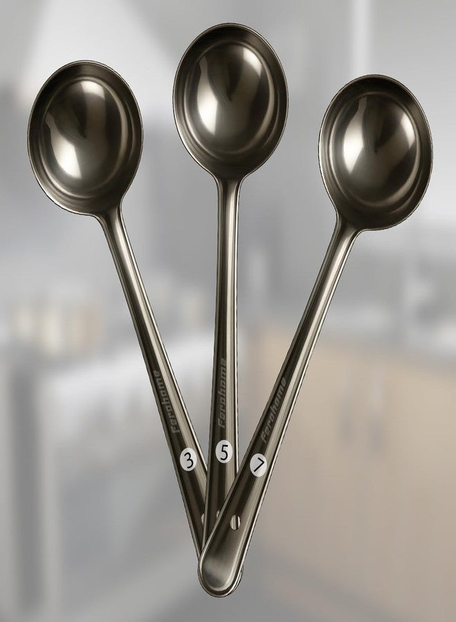 Ferohome Stainless Steel Basting Ladle| 3-Piece Set (3,5,7No) | Heavy Duty Serving Spoon for Soups, Curries & Gravies | Rounded Edges| Dishwasher Safe - Image 1